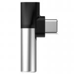Adaptor Baseus L41, tata USB-C la mama USB-C si jack 3.5 mm, 1A, Silver