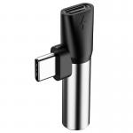 Adaptor Baseus L41, tata USB-C la mama USB-C si jack 3.5 mm, 1A, Silver