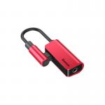 Adaptor Baseus L45, tata USB-C la mama USB-C si jack 3.5 mm, 1.5A, 12 cm, Rosu