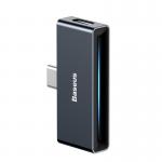 Adaptor Baseus L57, tata USB-C la mama USB-C si jack 3.5 mm, Quick Charge 3.0, 2A, Negru