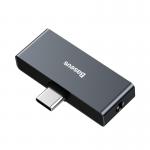 Adaptor Baseus L57, tata USB-C la mama USB-C si jack 3.5 mm, Quick Charge 3.0, 2A, Negru