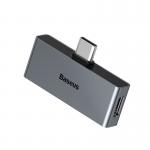Adaptor Baseus L57, tata USB-C la mama USB-C si jack 3.5 mm, Quick Charge 3.0, 2A, Gri 2 - lerato.ro