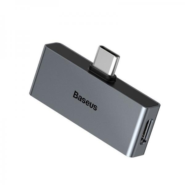 Adaptor Baseus L57, tata USB-C la mama USB-C si jack 3.5 mm, Quick Charge 3.0, 2A, Gri 1 - lerato.ro