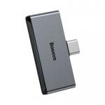Adaptor Baseus L57, tata USB-C la mama USB-C si jack 3.5 mm, Quick Charge 3.0, 2A, Gri 5 - lerato.ro