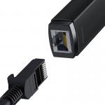 Adaptor de retea extern Baseus Lite Series, USB-C la RJ45, Viteza de pana la 100 Mbps, Negru