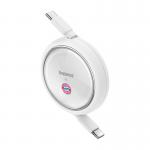 Cablu pentru incarcare si transfer de date Baseus Free2Pull, 2x USB-C, 100W, 1m, Alb, Bayern Edition 3 - lerato.ro