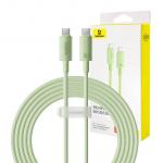 Cablu pentru incarcare si transfer date Baseus Habitat Series, 2x USB-C, 100W, Fast Charging, 2m, Verde 2 - lerato.ro