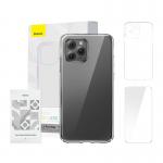 Kit protectie Baseus Crystal Series 3in1, Carcasa, Folie Ecran si Kit pentru curatare, compatibil cu iPhone 11 Pro, Transparent 3 - lerato.ro