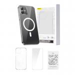 Kit protectie Baseus Magnetic Crystal Series 3in1, Carcasa, Folie Ecran si Kit pentru curatare, compatibil cu iPhone 12, Transparent 3 - lerato.ro