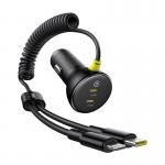 Incarcator auto Baseus, 60W, 1 x Cablu Lightning, 1 x Cablu USB-C, Negru 3 - lerato.ro