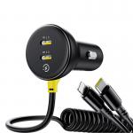 Incarcator auto Baseus, 60W, 1 x Cablu Lightning, 1 x Cablu USB-C, Negru 5 - lerato.ro