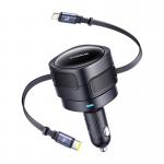 Incarcator auto Baseus, 60W, 1 x Cablu USB-C, 1 x Cablu Lightning incluse, Negru 2 - lerato.ro