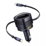 Incarcator auto Baseus, 1xUSB-A, 1xUSB-C, 90W, 1 x Cablu USB-C, 1 x Cablu Lightning incluse, Negru 2 - lerato.ro