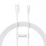 Cablu pentru incarcare si transfer de date Baseus, USB la USB-C, 100W, 6A, 1.5 m, 480 Mbps, Alb 2 - lerato.ro
