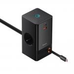 Statie incarcare Baseus PowerCombo, 65W, 2x AC, 2x USB-C, 1x USB-A, Cablu 1.5m, Negru 4 - lerato.ro