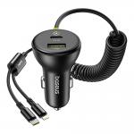 Incarcator auto Baseus Circular, 1xUSB-C, 1xUSB-A, 1xCablu USB-C, 1x Cablu Lightning, 60W, 3A, Negru 5 - lerato.ro