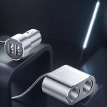 Incarcator si splitter auto Baseus CRDYQ-0S, 80W, 2xAC, 2xUSB-A, Silver 8 - lerato.ro