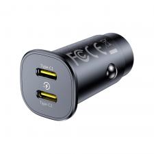 Accesorii auto, Incarcator auto Baseus GoTrip, 2xUSB-C, 30W, 3A, Negru, lerato.ro
