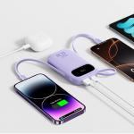 Baterie externa portabila EnerFill FC21 Qpow3 Ultra, 20000mAh, 22.5W, USB-C, Cablu USB-C, Cablu Lightning, Display LED, Mov 6 - lerato.ro