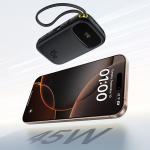 Baterie externa portabila EnerFill FC21 Qpow3 Ultra, 20000mAh, 45W, USB-C, Cablu USB-C, Cablu Lightning, Display LED, Negru 8 - lerato.ro