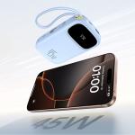 Baterie externa portabila EnerFill FC31, 20000mAh, 45W, USB-A, Cablu USB-C, Cablu Lightning, Display LED, Albastru 8 - lerato.ro