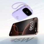 Baterie externa portabila EnerFill FC31, 20000mAh, 45W, USB-A, Cablu USB-C, Cablu Lightning, Display LED, Mov 8 - lerato.ro