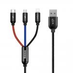 Cablu pentru incarcare si transfer de date Baseus 3 in 1 USB Type-C/Lightning/Micro-USB 1.2m Negru 2 - lerato.ro