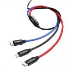 Cablu pentru incarcare si transfer de date Baseus 3 in 1 USB Type-C/Lightning/Micro-USB 1.2m Negru