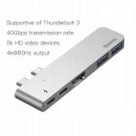 Adaptor HUB aluminiu 5-in-1 Baseus Dual USB Type-C - 2x USB Type-C, 2x USB 3.0, 1x HDMI