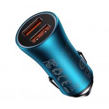 Accesorii Auto / Moto / Bicicleta, Incarcator auto Baseus Golden Contactor, 2xUSB-A, 60W, 3A, Albastru, lerato.ro