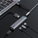 Adaptor HUB aluminiu 6-in-1 Baseus USB Type-C - 1x USB Type-C, 3x USB 3.0, 1x HDMI, 1x LAN 9 - lerato.ro