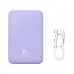 Baterie externa portabila Baseus Magnetic Mini, 20000 mAh, 20W, Wireless 15W, USB-C, Mov 2 - lerato.ro