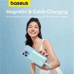 Baterie externa portabila Baseus Magnetic Mini, 10000 mAh, 20W, USB-C, Wireless 15W, Cablu Lightning integrat, Albastru 6 - lerato.ro