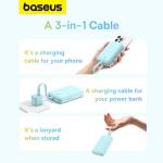 Baterie externa portabila Baseus Magnetic Mini, 10000 mAh, 20W, USB-C, Wireless 15W, Cablu Lightning integrat, Albastru 5 - lerato.ro