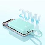 Baterie externa portabila Baseus Magnetic Mini, 10000 mAh, 20W, USB-C, Wireless 15W, Cablu Lightning integrat, Albastru 10 - lerato.ro