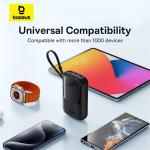 Baterie externa portabila Baseus QPow Pro Plus, 10000 mAh, 22.5W, Display, USB/USB-C, Cablu USB-C integrat, Negru 4 - lerato.ro