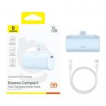 Baterie externa portabila Baseus Compact, 5000 mAh, USB-C, 20W, Cablu USB-C inclus, Albastru 5 - lerato.ro