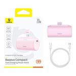 Baterie externa portabila Baseus Compact, 5000 mAh, USB-C, 20W, Cablu USB-C inclus, Roz 3 - lerato.ro