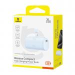 Baterie externa portabila Baseus OS Compact, 5000 mAh, USB, 20W, Cablu USB-C inclus, Conector Lightning integrat, Albastru 3 - lerato.ro