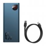 Baterie externa portabila Baseus Adaman Metal, 20000 mAh, 65W, LED, Power Delivery / Quick Charge 3.0, 2x USB, 1x USB-C, 1x MicroUSB, Albastru 5 - lerato.ro