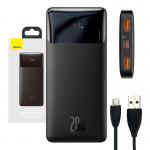 Baterie externa portabila Baseus Bipow 10000 mAh, 2xUSB, 1xUSB-C, Digital Display, 20W, Cablu MicroUSB 25cm inclus, Negru 5 - lerato.ro