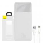 Baterie externa portabila Baseus Bipow 20000 mAh, 2xUSB, 1xUSB-C, Digital Display, 20W, Cablu MicroUSB inclus, Alb 7 - lerato.ro
