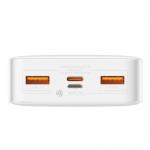 Baterie externa portabila Baseus Bipow 20000 mAh, 2xUSB, 1xUSB-C, Digital Display, 20W, Cablu MicroUSB inclus, Alb 6 - lerato.ro