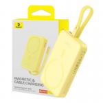 Baterie externa portabila Baseus Magnetic Mini 20W, 10000 mAh, USB-C, Compatibila MagSafe, Incarcare Wireless 15W, Cablu Lightning integrat, Galben 7 - lerato.ro