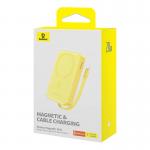 Baterie externa portabila Baseus Magnetic Mini 20W, 10000 mAh, USB-C, Compatibila MagSafe, Incarcare Wireless 15W, Cablu Lightning integrat, Galben 4 - lerato.ro