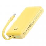 Baterie externa portabila Baseus Magnetic Mini 30W, 10000 mAh, USB-C, Compatibila MagSafe, Incarcare Wireless 15W, Cablu USB-C integrat, Galben 2 - lerato.ro