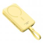 Baterie externa portabila Baseus Magnetic Mini 30W, 10000 mAh, USB-C, Compatibila MagSafe, Incarcare Wireless 15W, Cablu USB-C integrat, Galben 10 - lerato.ro