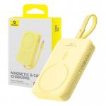 Baterie externa portabila Baseus Magnetic Mini 30W, 10000 mAh, USB-C, Compatibila MagSafe, Incarcare Wireless 15W, Cablu USB-C integrat, Galben 6 - lerato.ro