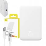 Baterie externa portabila Baseus Magnetic Mini 20W, 5000 mAh, USB-C, Incarcare Wireless 15W, Alb 3 - lerato.ro