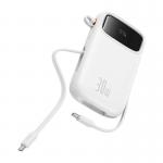 Baterie externa portabila Baseus Qpow 2, 10000 mAh, 30W, Cablu USB-C integrat, Alb 5 - lerato.ro